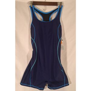 Beautyin Womens Boyleg One‎ Piece Swimsuit Navy Unitard Size Large NEW with tags